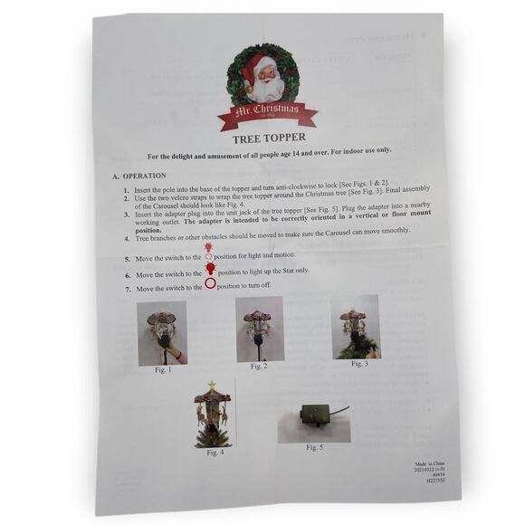 Mr. Christmas Animated Tree Topper-Carousel Christmas Decoration - Picture 12 of 12